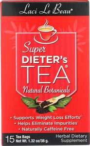 LACI LE BEAU: Super Dieter's Tea All Natural Botanicals, 15 Tea Bags