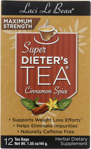 LACI LE BEAU: Maximum Strength Super Dieters Tea Cinnamon Spice, 12 Tea Bags