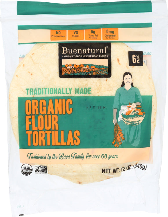 BUENATURAL: Organic Flour Tortillas, 13 Oz