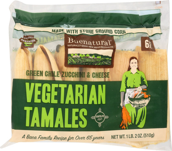 BUENATURAL: Tamale 6 pc Vegetarian, 18 oz