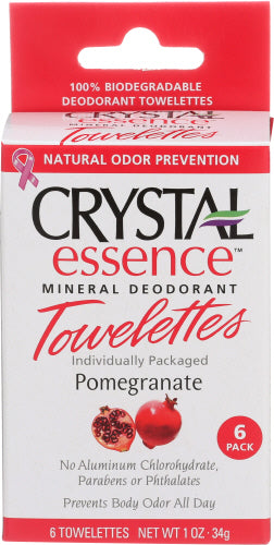 CRYSTAL BODY DEODORANT: Deodorant Towelet 6 Pack Pomegranate, 1 oz