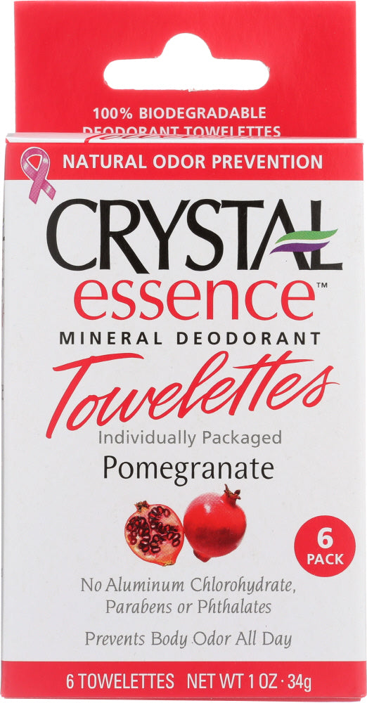 CRYSTAL BODY DEODORANT: Deodorant Towelettes Pomegranate, 6 pk