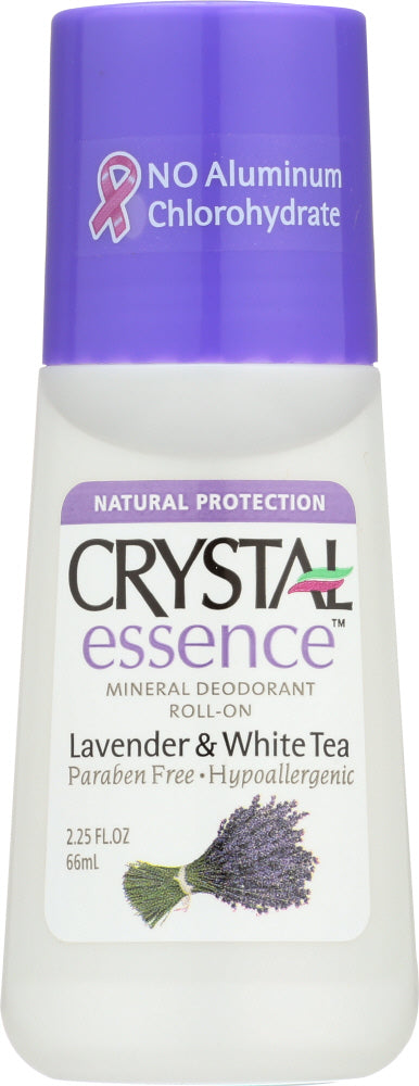 CRYSTAL BODY DEODORANT: Mineral Deodorant Roll-On Lavender & White Tea, 2.25 oz