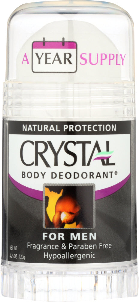 CRYSTAL: Body Deodorant Stick for Men Hypoallergenic Fragrance and Paraben Free, 4.25 Oz