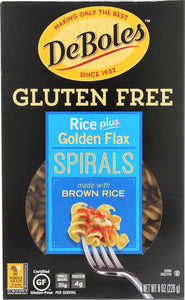 DE BOLES: Gluten Free Rice Plus Golden Flax Spirals, 8 oz