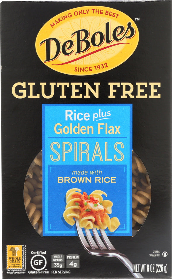 DE BOLES: Gluten Free Rice Plus Golden Flax Spirals, 8 oz