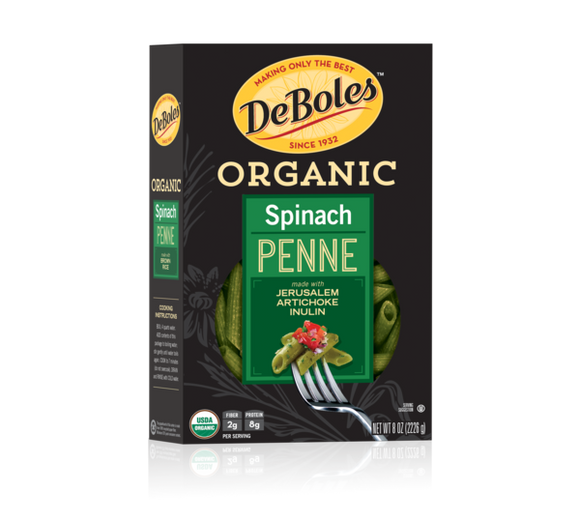 DEBOLES: Pasta Penne Spinach, 8 oz