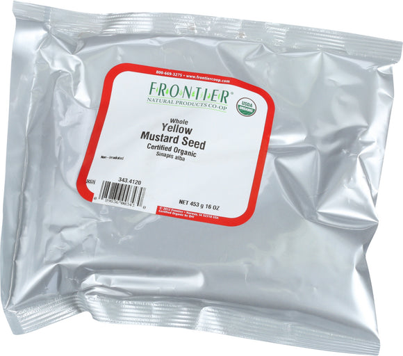 FRONTIER HERB: Whole Organic Yellow Mustard Seed 16 Oz