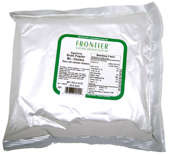 FRONTIER NATURAL PRODUCTS: Broth Powder Vegetarian No-Chicken, 16 oz