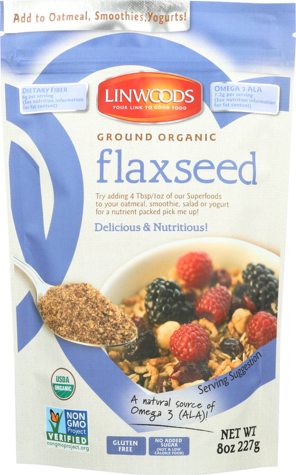 LINWOODS: Ground Organic Flaxseed, 8 oz