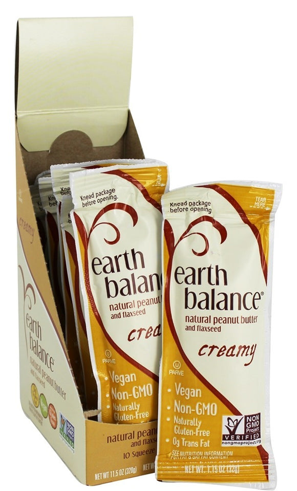 EARTH BALANCE: Natural Peanut Butter & Flaxseed Creamy Squeeze Pack, 1.15 oz