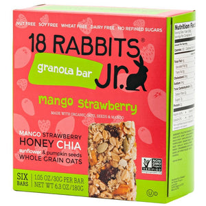 18 RABBITS: Organic Gluten Free Granola Bar Strawberry + Mango and Chia, 6 Bars