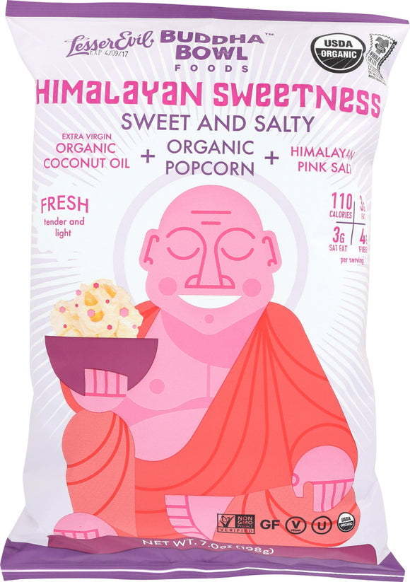 LESSER EVIL: Organic Popcorn Himalayan Sweetness Sweet and Salty, 7 oz