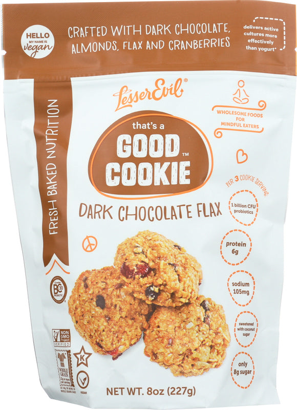 LESSER EVIL: Good Cookie Dark Chocolate Flax, 8 oz