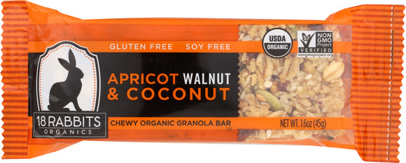 18 RABBITS: Organic Apricot Walnut Coconut Bar, 1.6 Oz