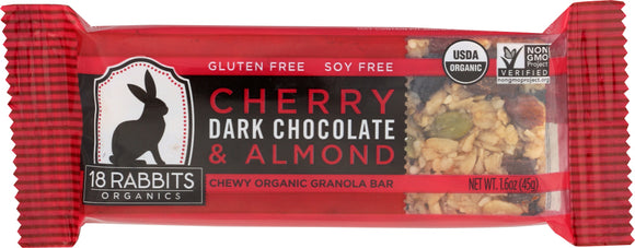 18 RABBITS: Organic Granola Bar Cherry Dark Chocolate & Almond, 1.6 Oz