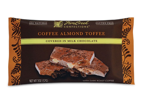 FERNCREEK: Coffee Almond Toffee Bar Milk Chocolate, 2 oz