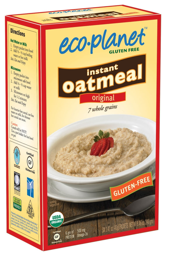 ECO PLANET: Organic Instant Oatmeal Original 6 Packets (1.41 Oz Each), 8.46 oz