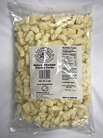 ELLSWORTH: Natural White Cheddar Cheese Curds, 5 lb
