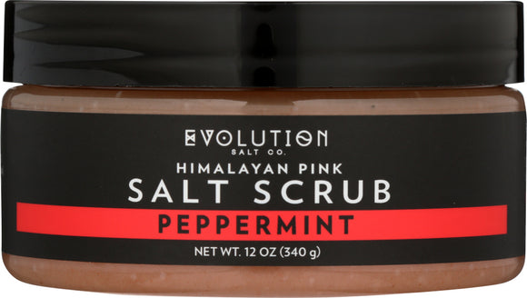 EVOLUTION SALT: Himalayan Pink Salt Scrub Peppermint, 12 oz