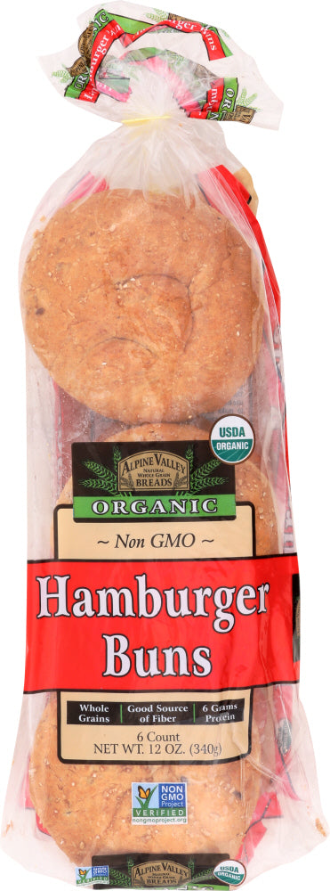 ALPINE VALLEY: Bread Organic Hamburger Buns 6 Count, 12 oz