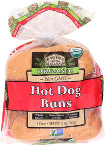 ALPINE VALLEY: Organic Hotdog Buns 6 Count, 10 oz