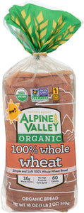 ALPINE VALLEY: Bread Organic Honey Whole Wheat, 18 oz