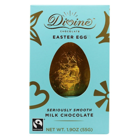 DIVINE CHOCOLATE: Seriously Smooth Milk Chocolate Easter Egg, 1.9 oz