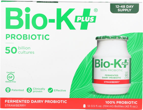 BIO-K: Plus Strawberry Acidophilus Pack of 12, 42 oz