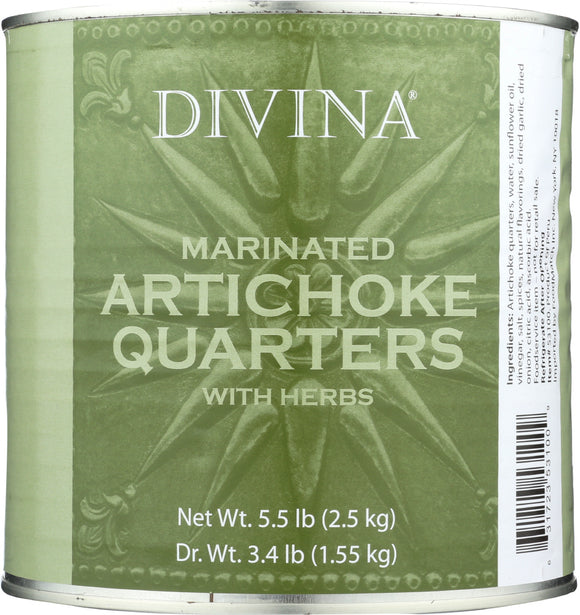 DIVINA: Marinated Artichoke Quarters With Herbs, 5.5 lb