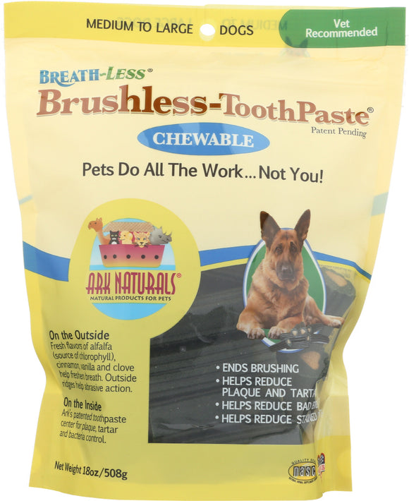 ARK NATURALS: Breath-Less Brushless Toothpaste Chewable Medium to Large Dogs, 18 oz