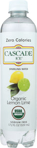 CASCADE ICE: Sparkling Water Organic Lemon Lime, 17.2 oz