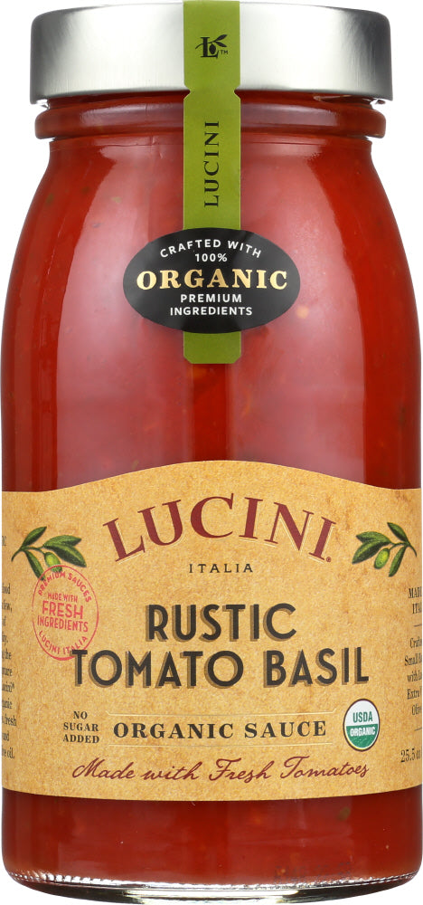 LUCINI: Italia Tomato Sauce Rustic Basil, 25.5 oz