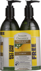 AVALON ORGANICS: Lotion Hand and Body Lemon BOGO, 24 oz