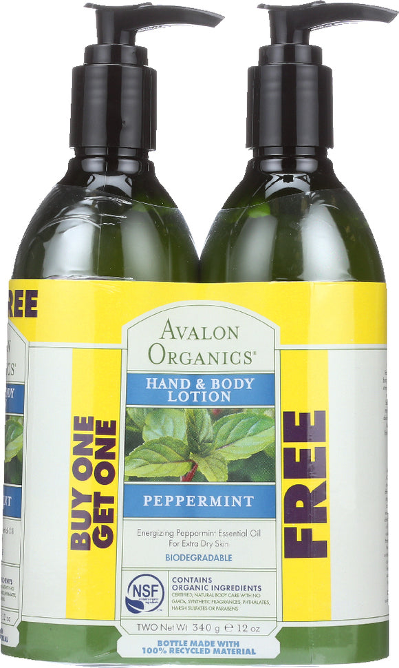 AVALON ORGANICS: Lotion H&B Peppermint BOGO, 24 oz
