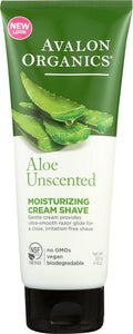 AVALON ORGANICS: Moisturizing Cream Shave Aloe Unscented, 8 Oz