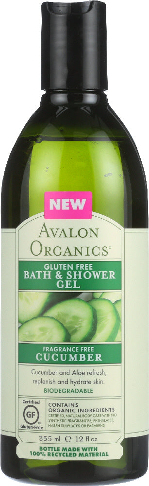 AVALON ORGANICS: Gluten Free Bath & Shower Gel Cucumber Fragrance Free, 12 oz