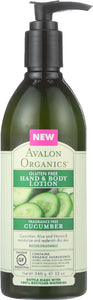 AVALON ORGANICS: Hand & Body Lotion Cucumber Fragrance Free, 12 oz