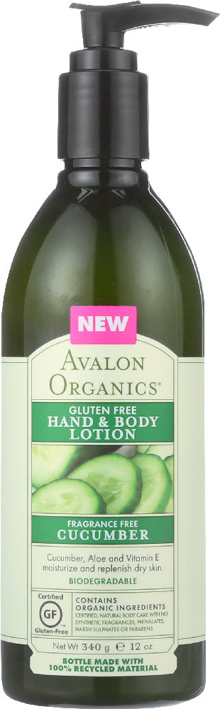 AVALON ORGANICS: Hand & Body Lotion Cucumber Fragrance Free, 12 oz