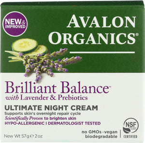 AVALON ORGANICS: Brilliant Balance with Lavender & Probiotics Ultimate Night Cream, 2 oz