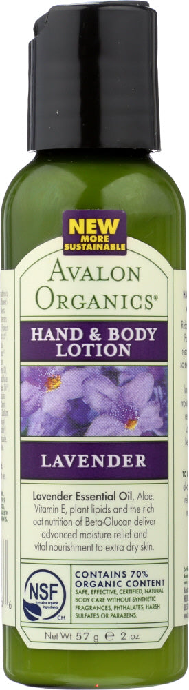 AVALON ORGANICS: Lotion Hand and Body Lavender, 2 oz