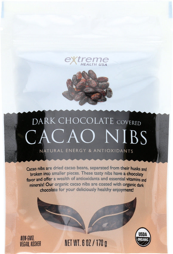 EXTREME HEALTH USA: Cacao Nibs Dark Chocolate Organic, 6 oz