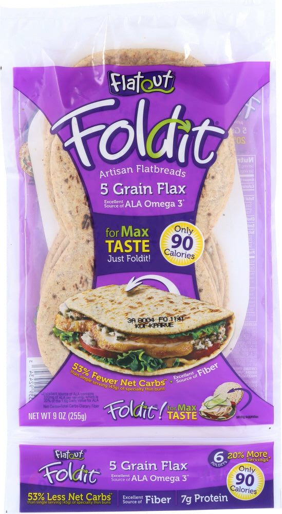 FLATOUT: Foldit Artisan Flatbreads 5 Grain Flax, 9 oz