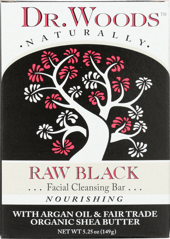 DR WOODS: Raw Black Facial Cleansing Bar Soap, 5.25 oz
