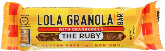 LOLA GRANOLA: The Ruby with Cranberries Granola Bar, 2.1 oz