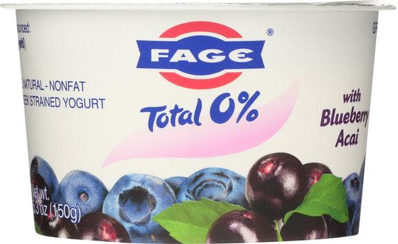 FAGE: Total 0% Blueberry Acai Greek Strained Yogurt, 5.3 oz