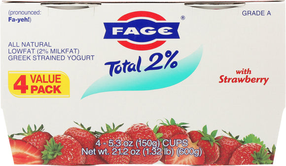 FAGE TOTAL GREEK: Strawberry Yogurt 2% 4-Pack, 21.2 oz