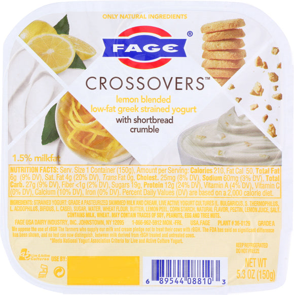 FAGE TOTAL GREEK: Lemon with Shortbread Crumble Yogurt Crossovers, 5.3 oz