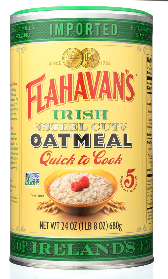 FLAHAVANS: Irish Steel Cut Oatmeal, 24 oz