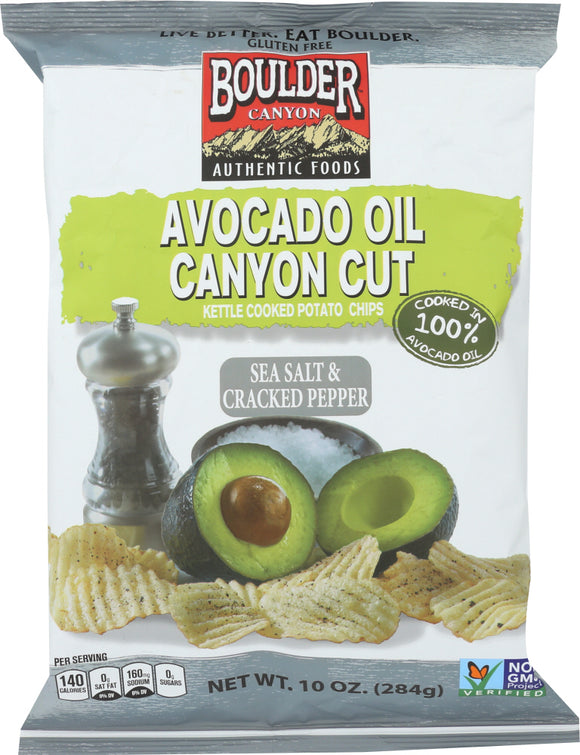 BOULDER CANYON: Avocado Oil Sea Salt and Cracked Pepper Chips, 10 oz
